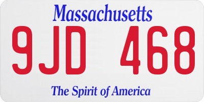 MA license plate 9JD468