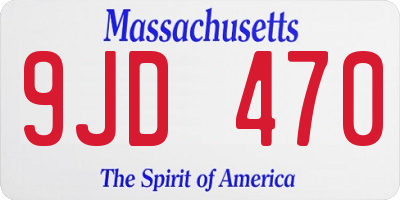 MA license plate 9JD470
