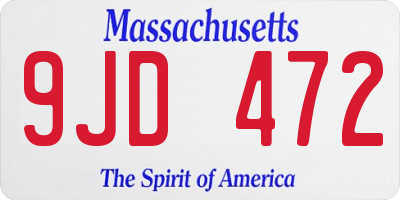 MA license plate 9JD472