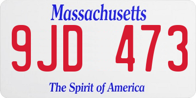 MA license plate 9JD473