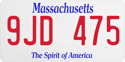 MA license plate 9JD475
