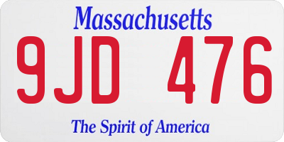 MA license plate 9JD476