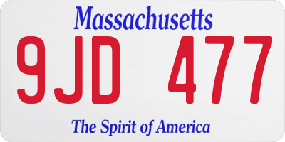 MA license plate 9JD477