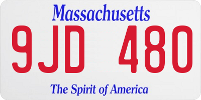 MA license plate 9JD480