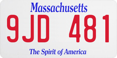 MA license plate 9JD481