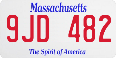 MA license plate 9JD482