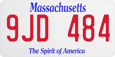 MA license plate 9JD484
