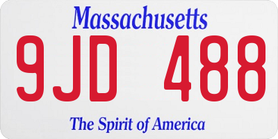 MA license plate 9JD488