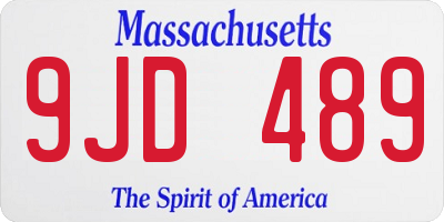 MA license plate 9JD489