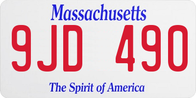 MA license plate 9JD490