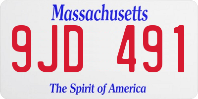 MA license plate 9JD491