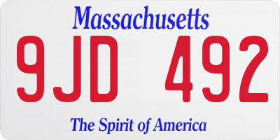 MA license plate 9JD492