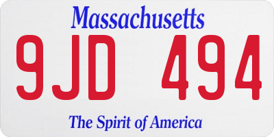 MA license plate 9JD494