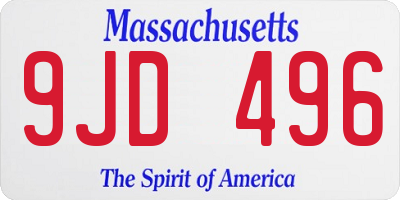 MA license plate 9JD496