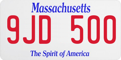 MA license plate 9JD500