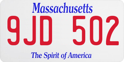 MA license plate 9JD502