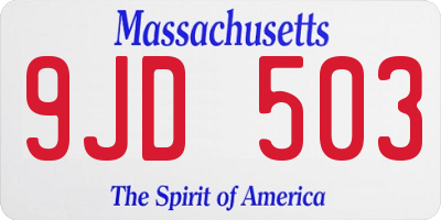 MA license plate 9JD503