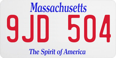 MA license plate 9JD504