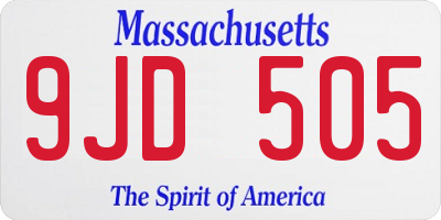MA license plate 9JD505
