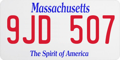 MA license plate 9JD507