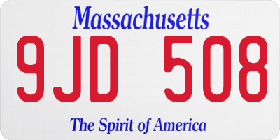 MA license plate 9JD508