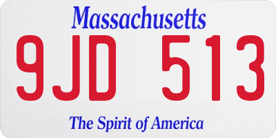 MA license plate 9JD513