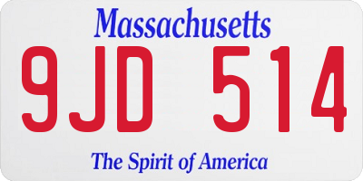 MA license plate 9JD514