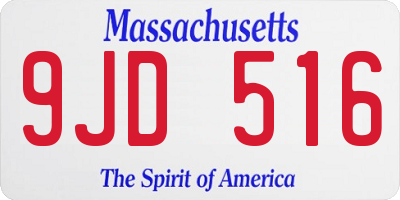 MA license plate 9JD516