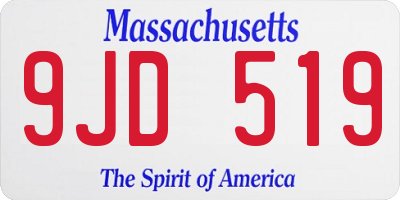MA license plate 9JD519