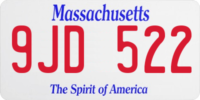MA license plate 9JD522