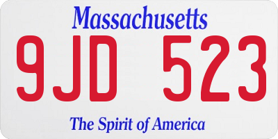 MA license plate 9JD523