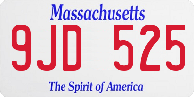 MA license plate 9JD525