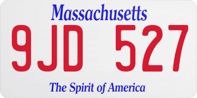 MA license plate 9JD527