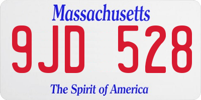 MA license plate 9JD528