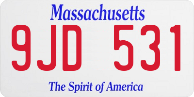 MA license plate 9JD531