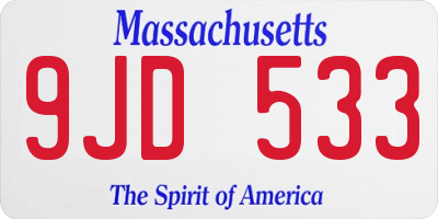 MA license plate 9JD533