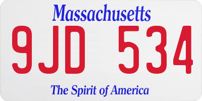 MA license plate 9JD534
