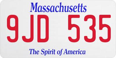 MA license plate 9JD535