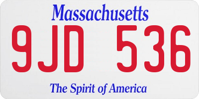 MA license plate 9JD536