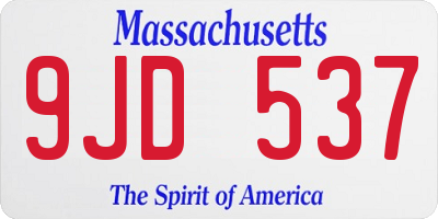 MA license plate 9JD537