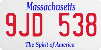 MA license plate 9JD538