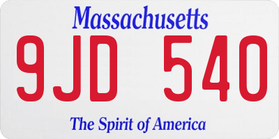 MA license plate 9JD540