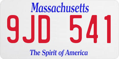 MA license plate 9JD541