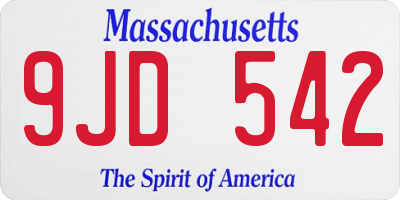 MA license plate 9JD542