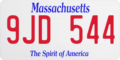 MA license plate 9JD544