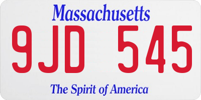 MA license plate 9JD545