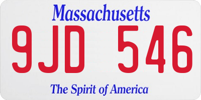 MA license plate 9JD546