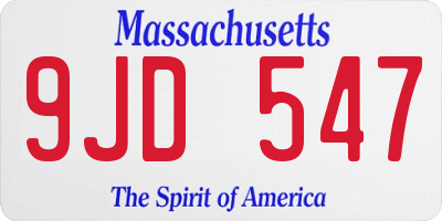 MA license plate 9JD547