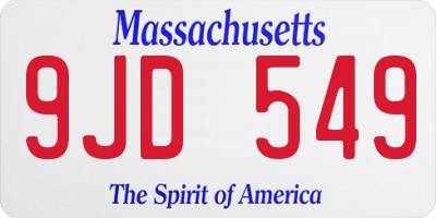 MA license plate 9JD549