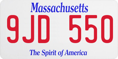 MA license plate 9JD550